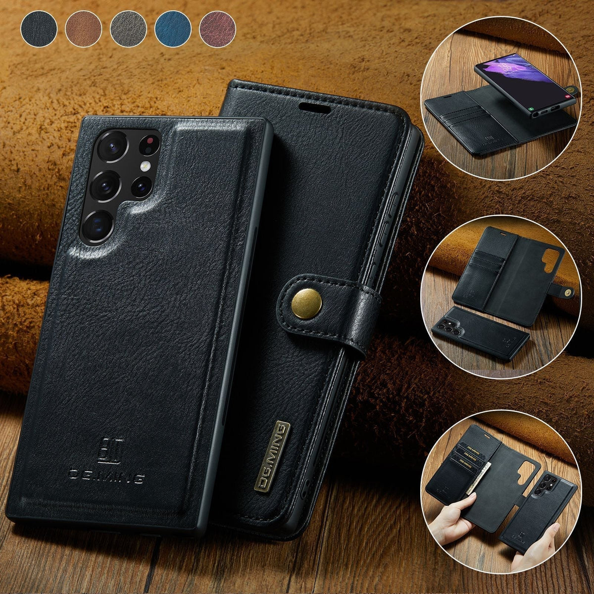 Detachable Leather Flip Cover for Samsung Galaxy