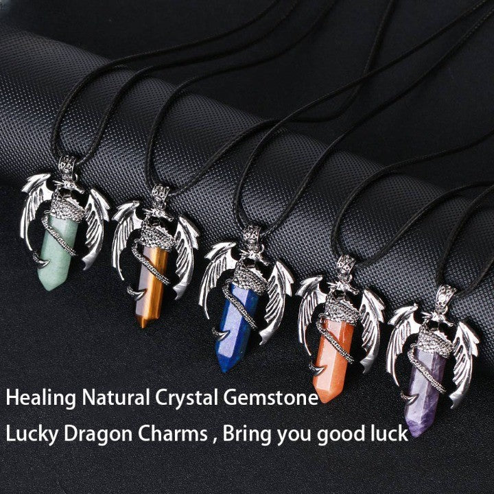 Unique Gemstone Dragon Pendant Necklace