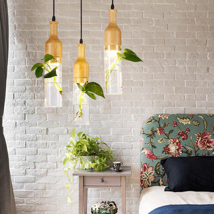 Stylish Wooden LED Hanging Plant Lights
