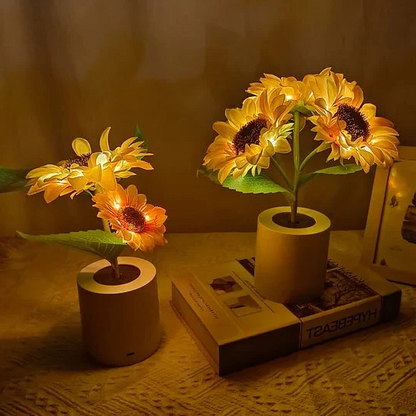 Bright Floral LED Table Lamp in Vase