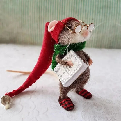 Felt Christmas Mouse Ornament Handmade Wool Decoration