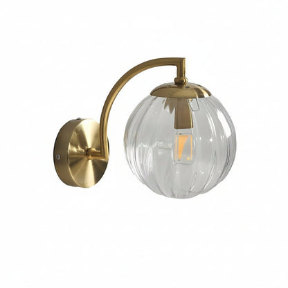 Contemporary LED Wall Light with Curved Arm Glass Shade