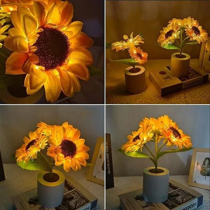 Bright Floral LED Table Lamp in Vase
