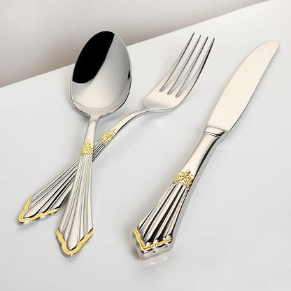 Premium 4pc Gold Plated Stainless Steel Cutlery Set