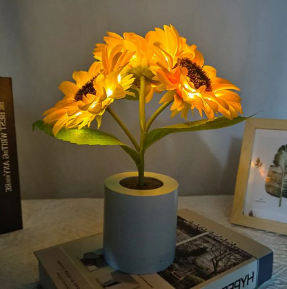 Bright Floral LED Table Lamp in Vase