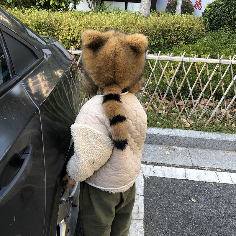 Adorable Faux Fur Raccoon Parent Kid Hat