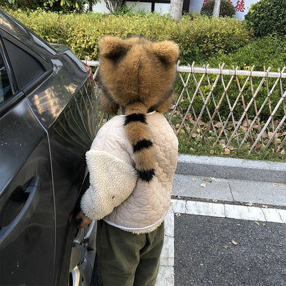 Adorable Faux Fur Raccoon Parent Kid Hat