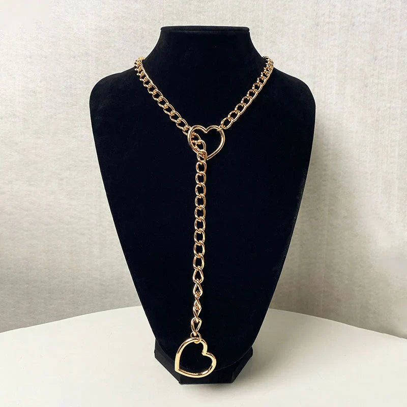 Edgy Black Heart Pendant Necklace