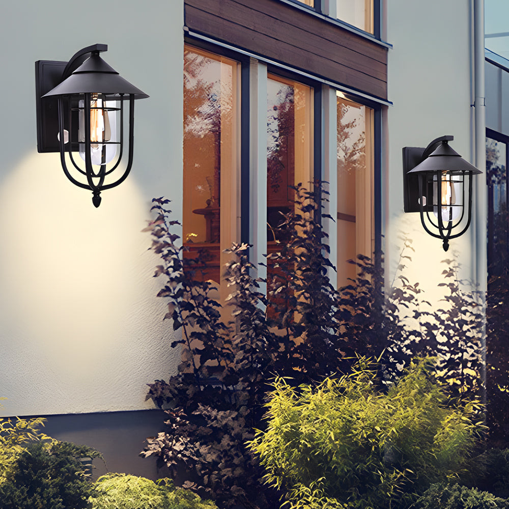 Outdoor Motion Sensor Black Wall Light Fixture