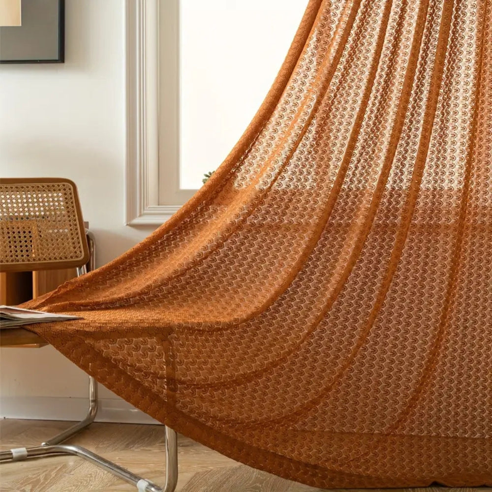 Warm Beige Macrame Window Curtain Panel