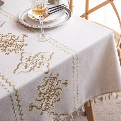 Elegant Embroidered Dining Table Cover
