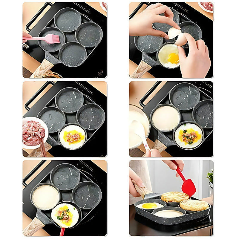 Non-Stick Four Egg Pan, Easy Breakfast Frying Skillet