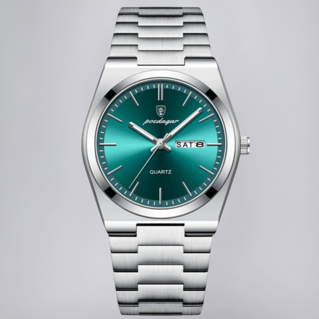Luxury Green Face Date Stainless Steel Watch - Cofik