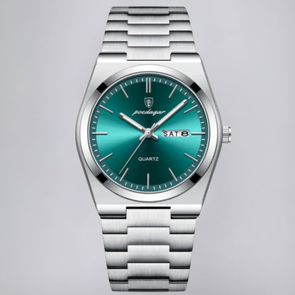 Luxury Green Face Date Stainless Steel Watch - Cofik