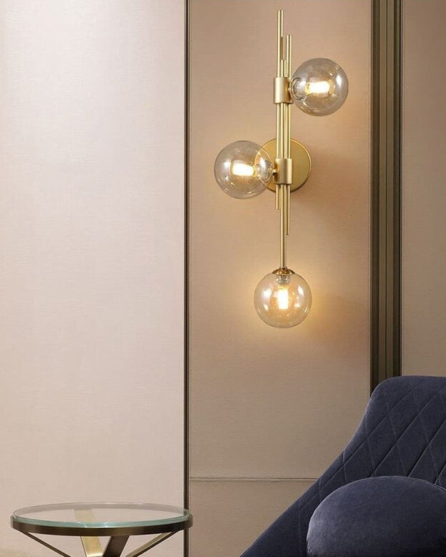 Warm 3 Globe Glass Wall Light - Amber - Cofik