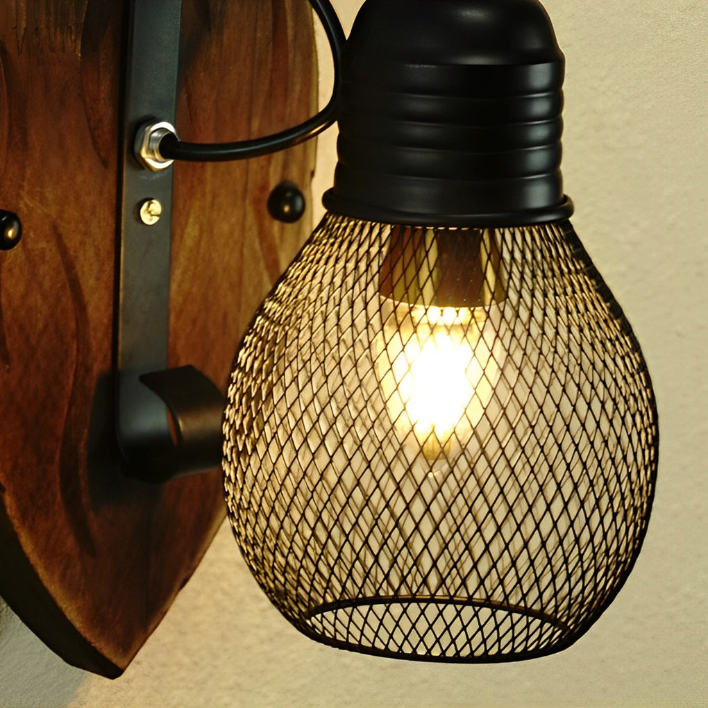 Vintage Metal Cage Pendant Wall Light