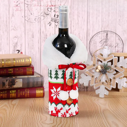 Warm Furry Christmas Wine Bottle Cover