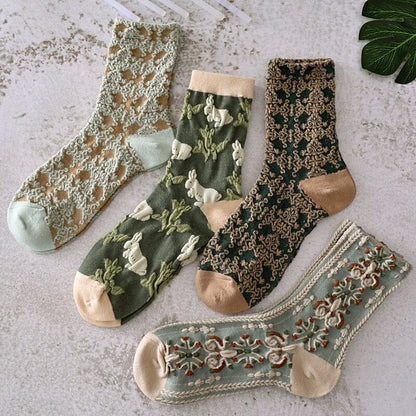 Colorful Womens Flower Patterned Socks (10 Pack) - Cofik