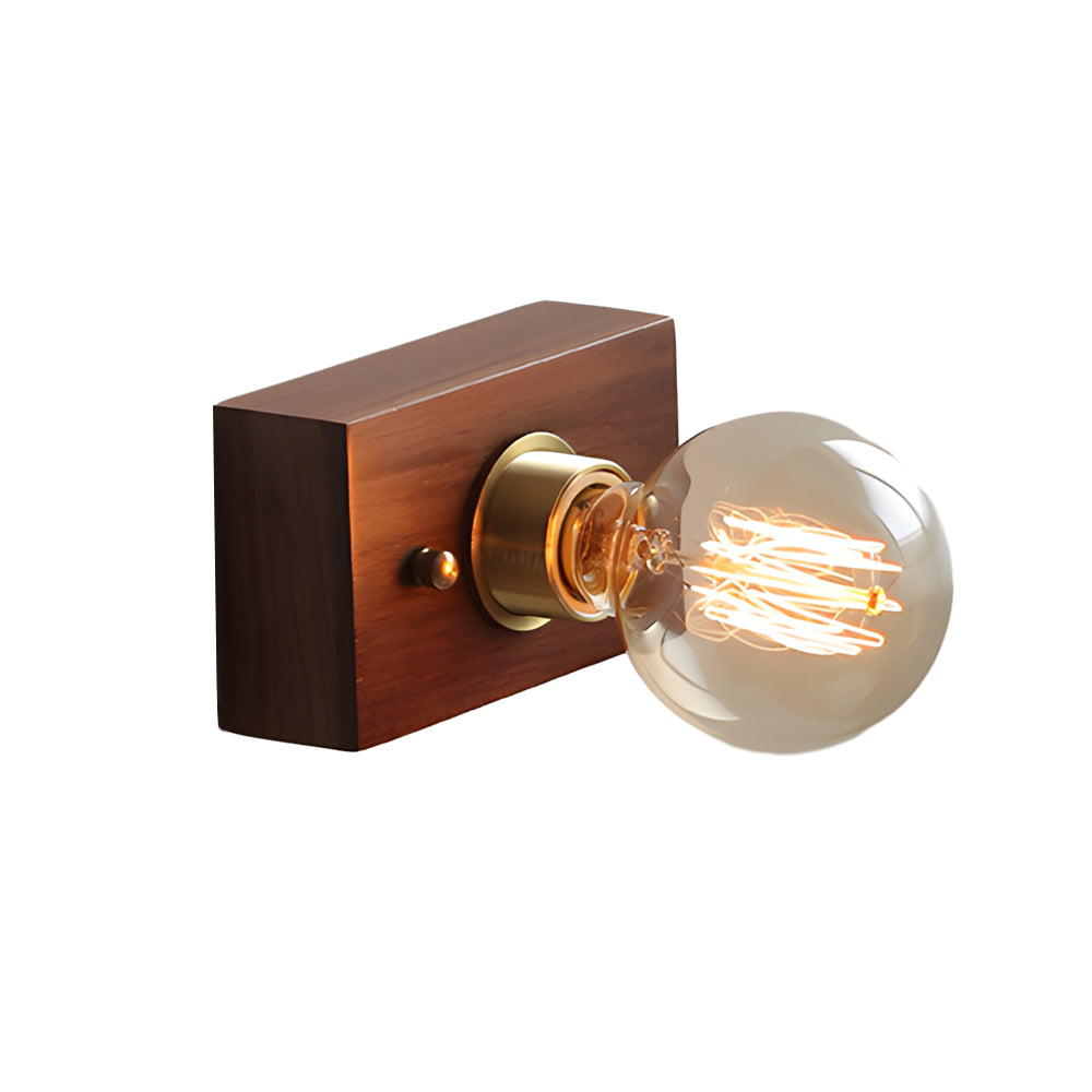 Classic Wooden Wall Light with Chain Switch