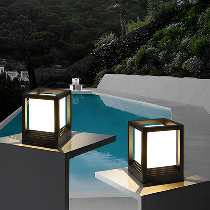 Sleek Black Solar Powered LED Fence Post Lights
