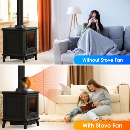 Efficient 4-Blade Wood Stove Fan Heater