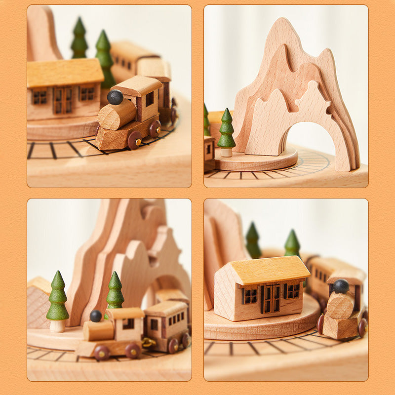 Unique Handcrafted Wood Music Box Turntable