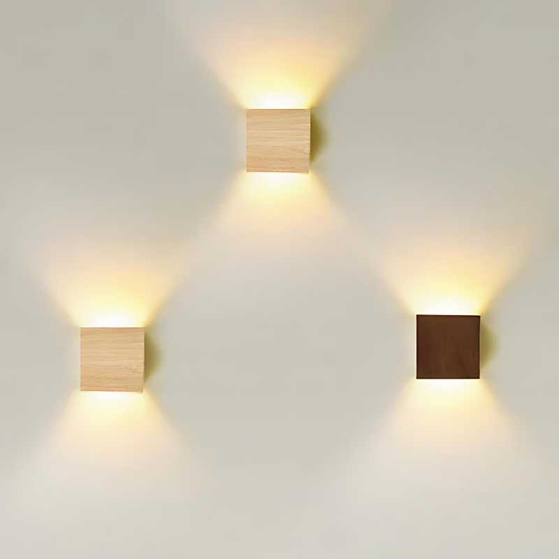 Rustic Wood Square Wall Light