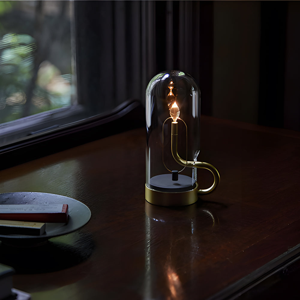 Elegant Glass Dome LED Candle Table Lamp