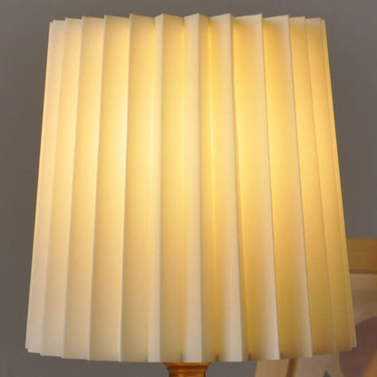 Rustic Wooden 1-Light Table Lamp with Classic Shade