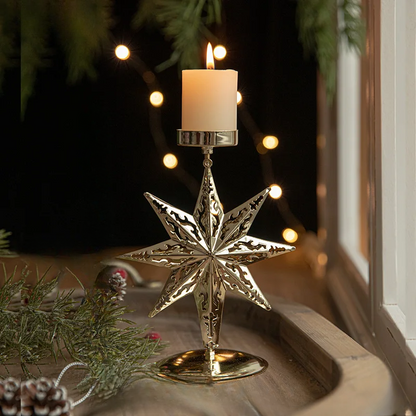Holiday Candle Holders Star Tree Design