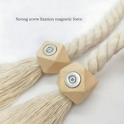 Natural Wooden Tassel Curtain Holders (Pair)