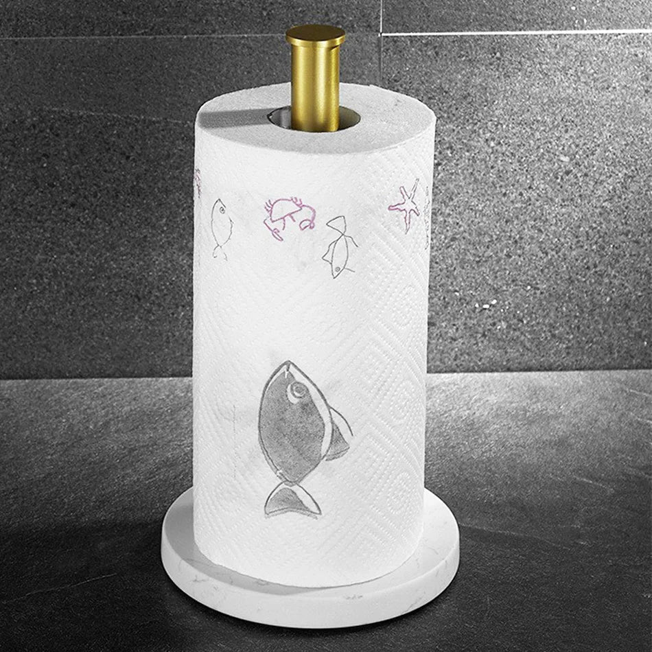 Luxury Marble Paper Towel Holder with Gold Accents - Cofik