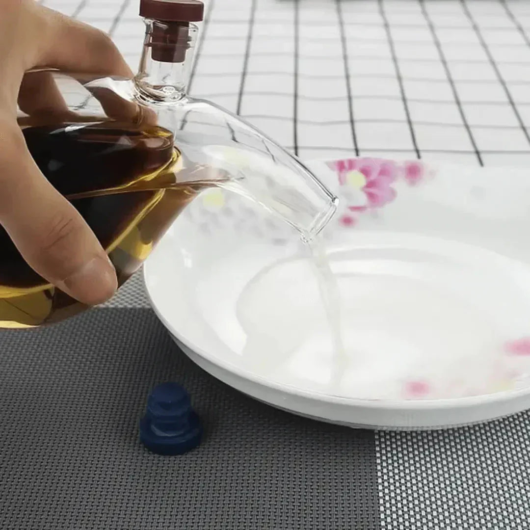 Elegant Glass Oil and Vinegar Server Set
