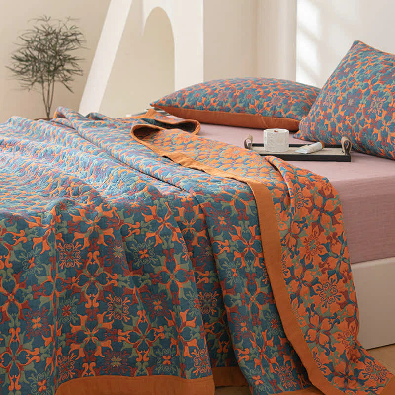 Colorful Plaid Six Layer Cotton Quilt