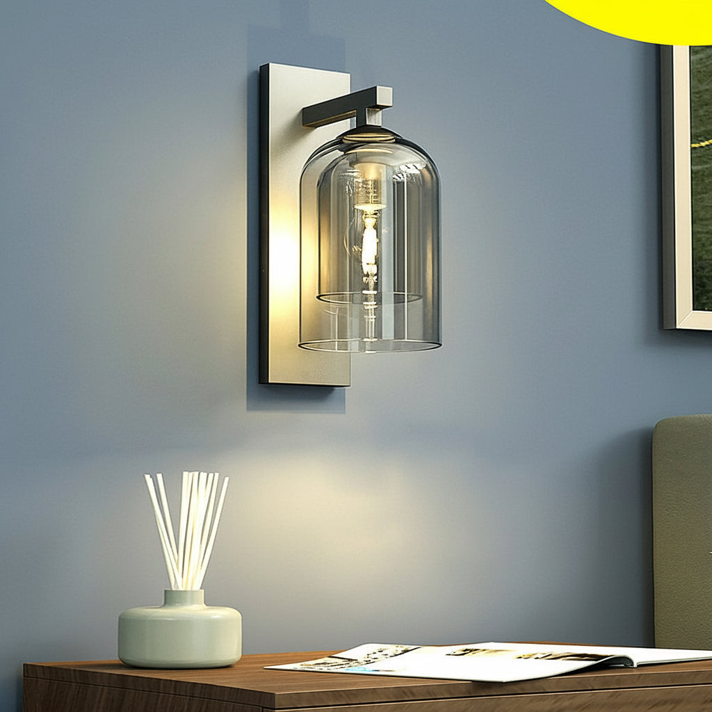 Contemporary Glass Metal LED Wall Light