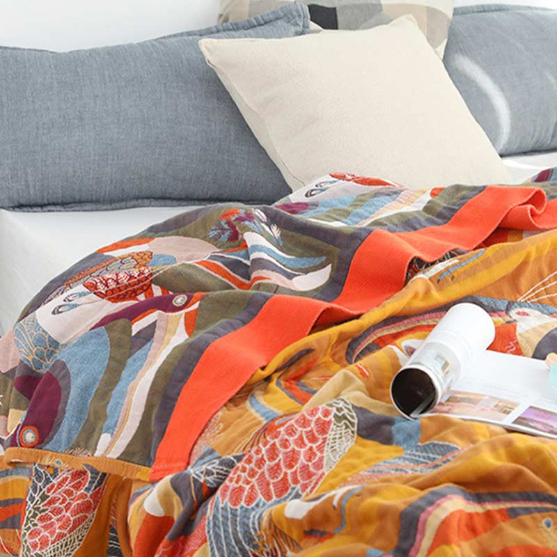 Eco Friendly Cotton Quilt with Colorful Tropical Design