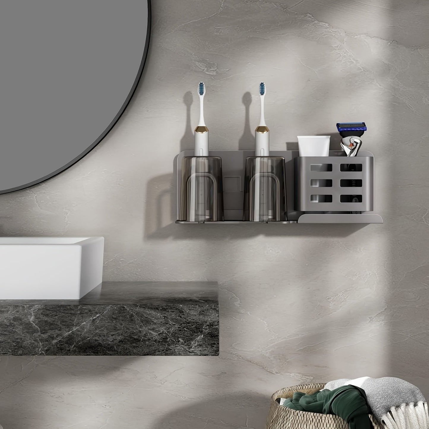Sleek Wall Mounted Toothbrush Holder with Drainage