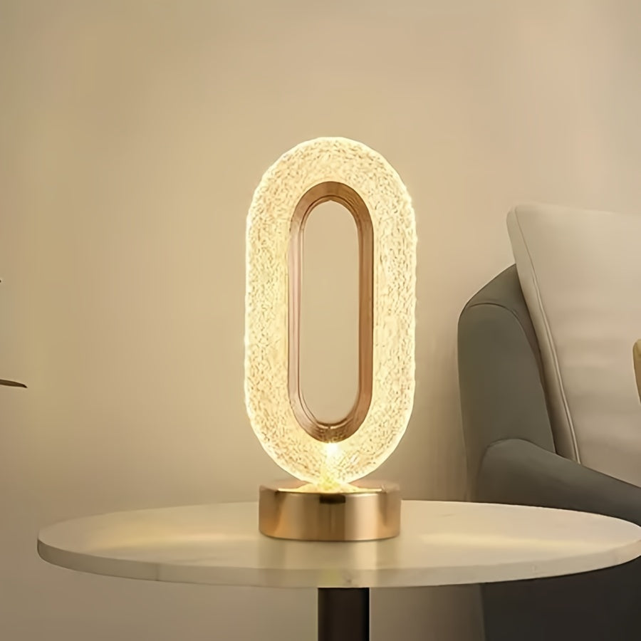 Sleek Crystal Oval Desk Lamp