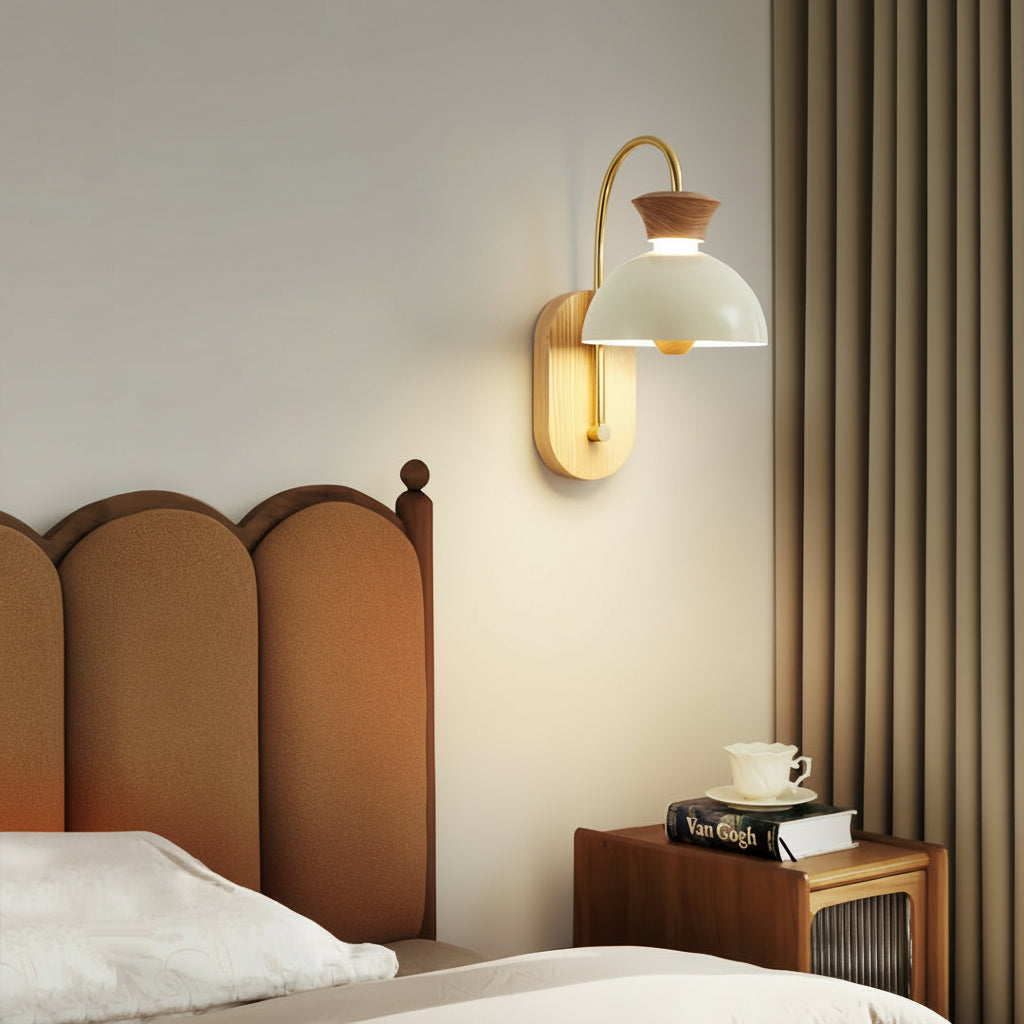 Rustic Wooden Wall Light - Adjustable LED Sconce