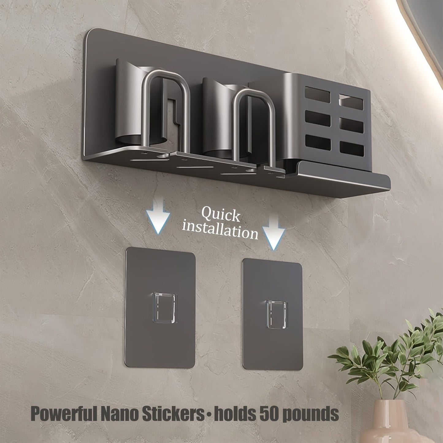 Silver Bathroom Electric Toothbrush Wall Mount
