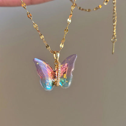 Colorful Butterfly Pendant Necklaces