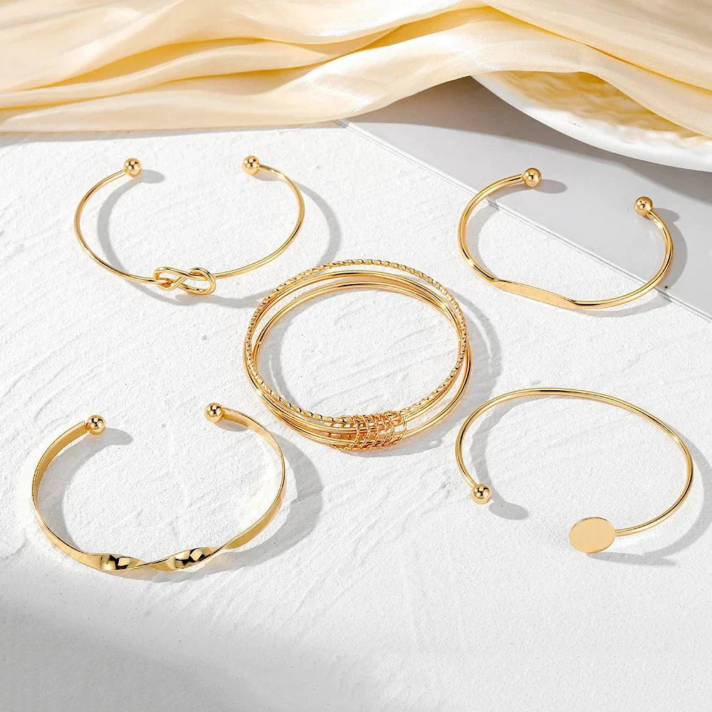 Chic 5 Pack Twist Bangles Set