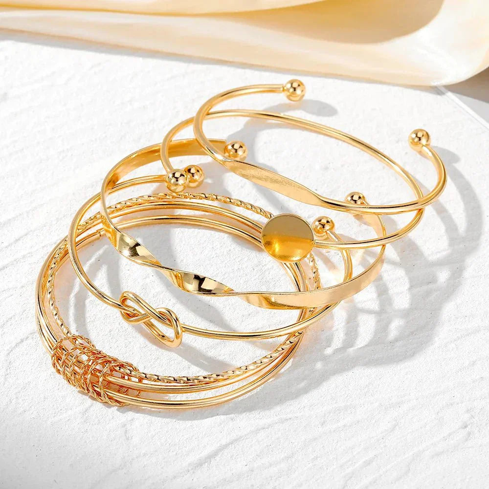 Chic 5 Pack Twist Bangles Set
