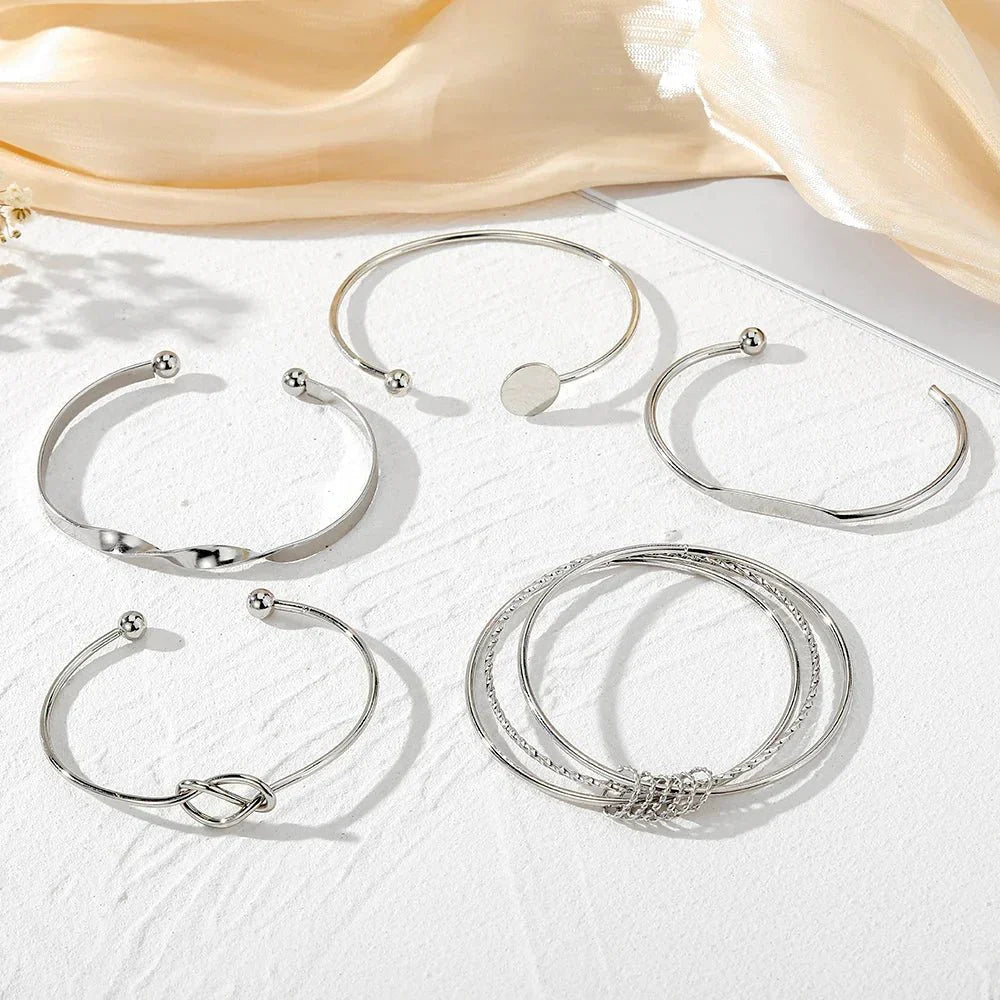 Chic 5 Pack Twist Bangles Set