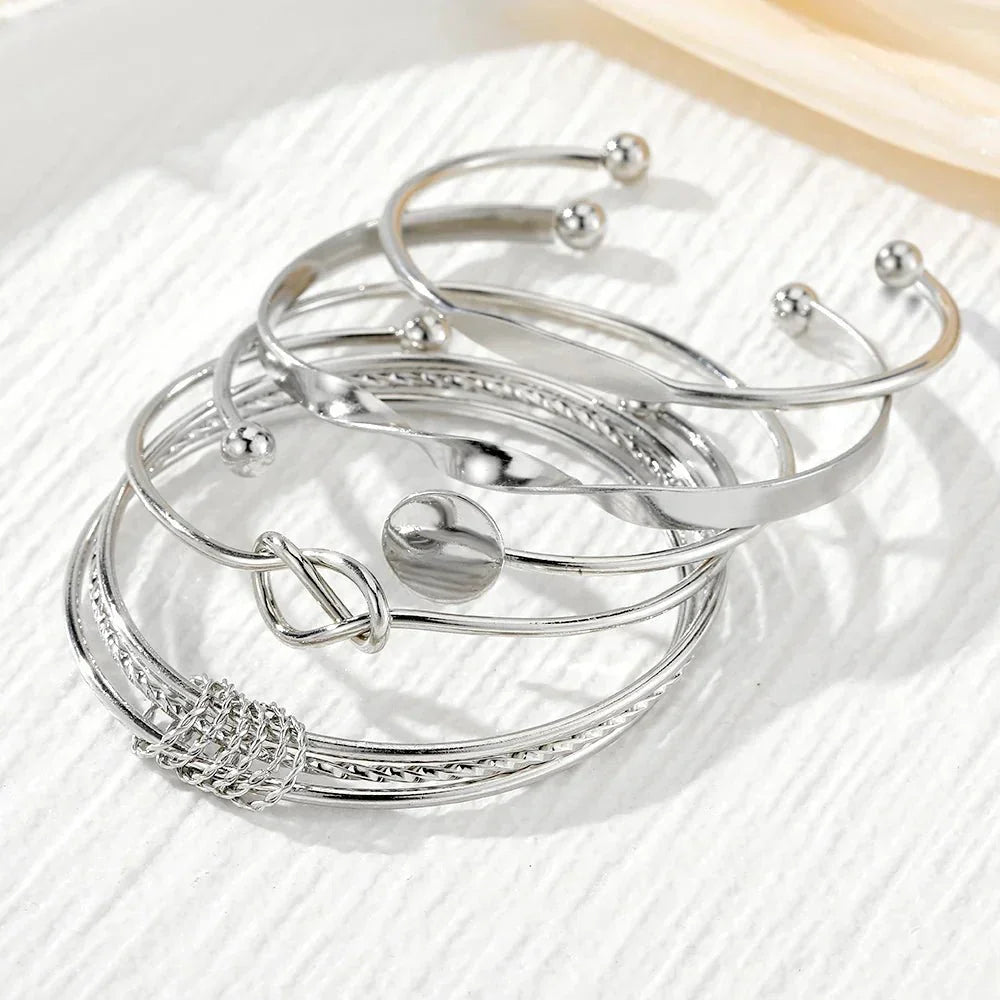 Chic 5 Pack Twist Bangles Set