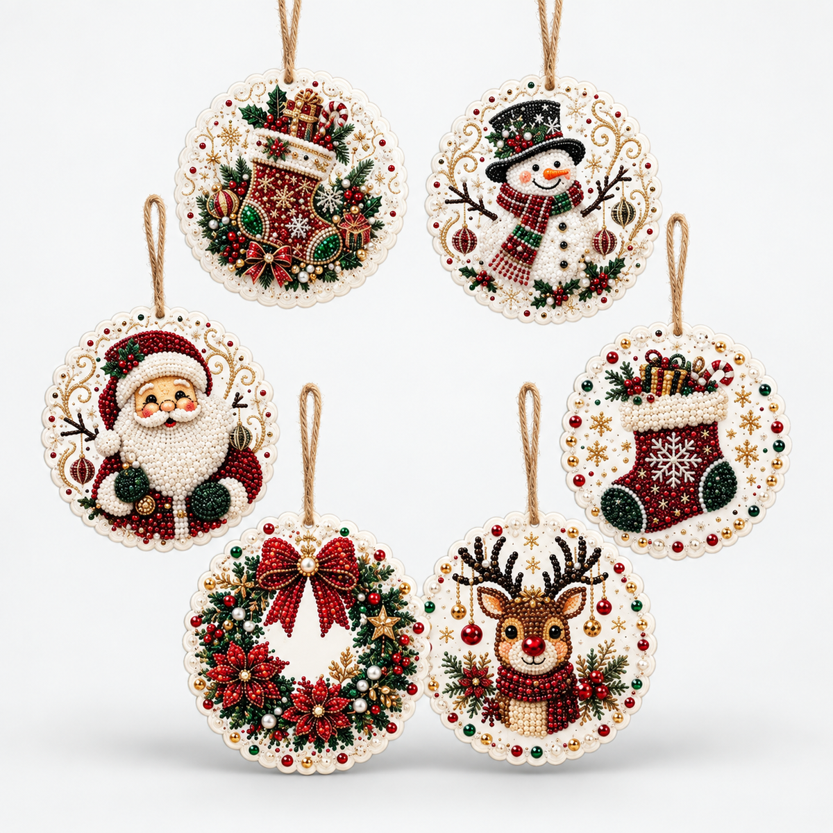 6-Piece Diamond Painting Christmas Ornament Kit
