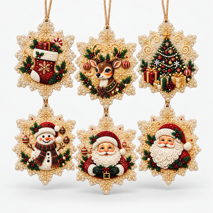 6-Piece Diamond Painting Christmas Ornament Kit