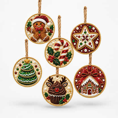 6-Piece Diamond Painting Christmas Ornament Kit