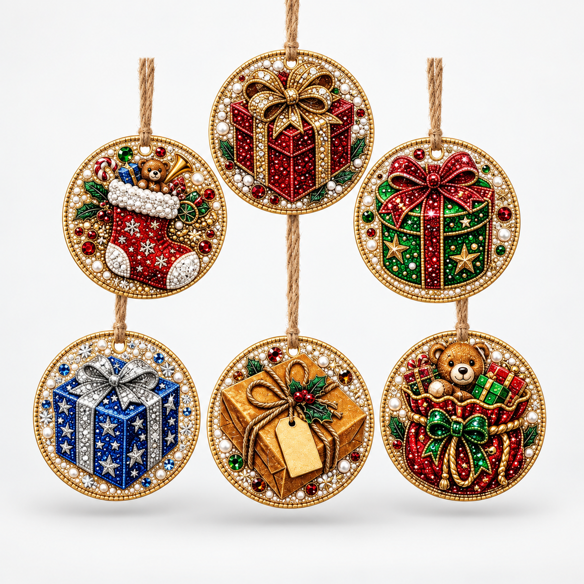 6-Piece Diamond Painting Christmas Ornament Kit