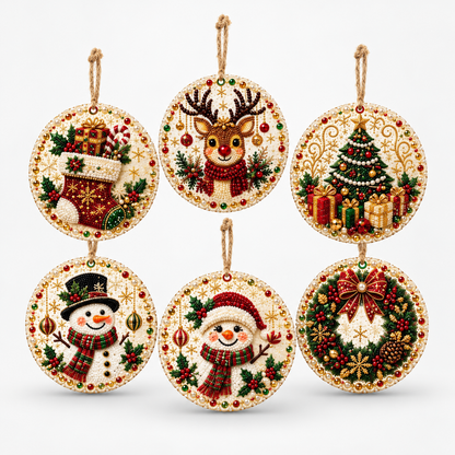 6-Piece Diamond Painting Christmas Ornament Kit